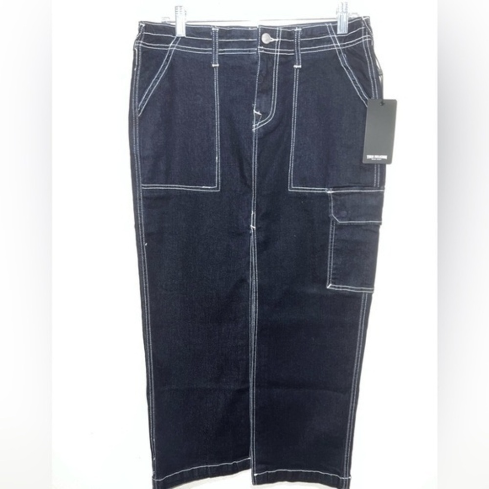 True Religion Denim Maxi Cargo Skirt Size 28